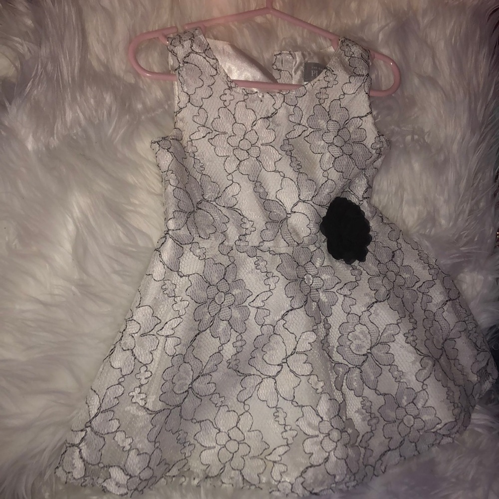 BLACK AND WHITE FLORAL LACE DRESS FOR BABYGIRL
